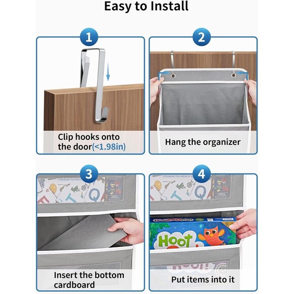 Over The Door Organizer Storage, 5 Shelf Hanging Door w/ 5 Large Capacity pocket - Picture 3 of 12